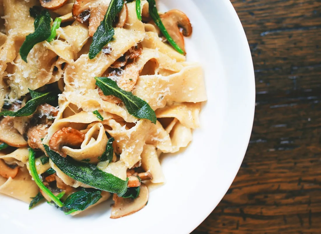 Pasta on a white plate