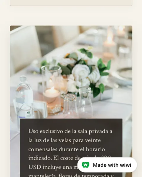 Vista previa de la propuesta publicada: Cena de cumpleaños privada para 20